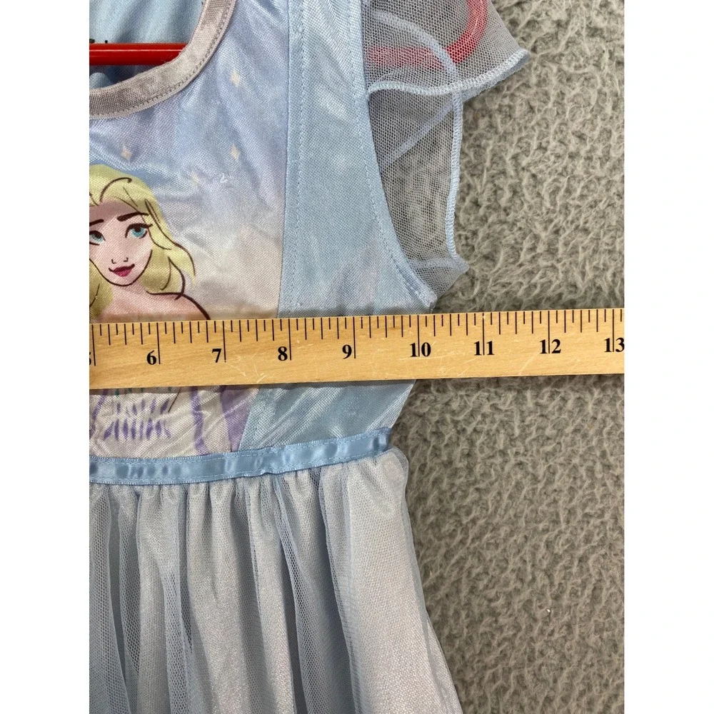 Disney Frozen Elsa‎ Nightgown Toddler Girls 5T Blue Excellent Mesh Overlay Dress